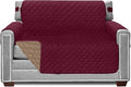 Sofa Shield® Couch Chair and Half Slip Cover with Strap, Burgundy Tan | Reversible Furniture Protector, Stain and Tear Resistant Cushion Cover, Machine Washable Slipcover for Pets, Cats 70 inch by SofaShield
