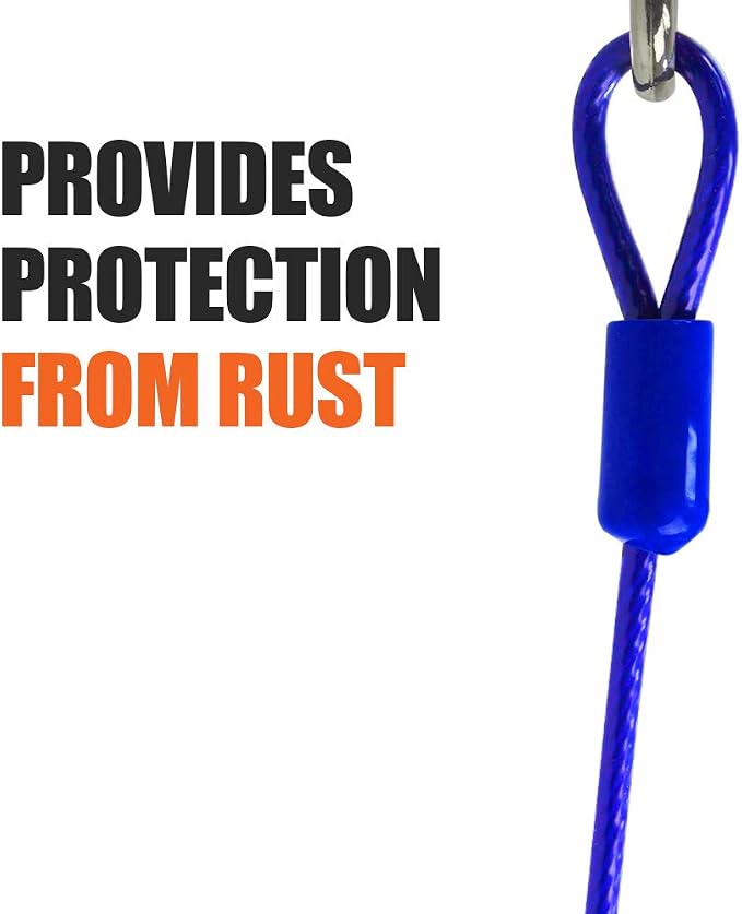 BV Dog Tie Out Cable 25 Feet - Heavy Duty Dog Lead Up to 60 Pounds - Reflective & Rust-Free with Quick Release Swivel Clips & 360° Rotating Clasp - Tangle-Free Dogs Runner for Yard (Blue, Single) - Image 4