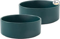Ceramic Set of 2 Dog and Cat Bowls - Classic Food & Water Bowl for Kitty, Cats and Toy Breed Dogs, Weighted Dog Dishes, Food Grade Pet Bowl, Dishwasher & Microwave Safe (5.1'', 2*16OZ, Green) by Welloyed