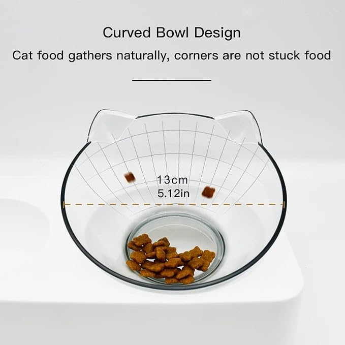 Marchul Tilted Cat Food Bowl with Feeding Mat for Food and Water, Food Feeding Dishes for Raised Cats and Puppies - Image 3