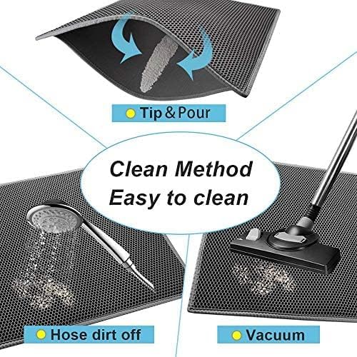 Bulkniu Cat Litter Mat, 15"x24", Waterproof, Durable & Easy to Clean, Grey | Urine-Proof, Non-Slip, Premium Durable EVA, Soft on Paws, Double-Layer Honeycomb Traps Litter, Odor-Free & Safe - Image 5