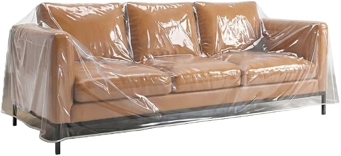 LAMINET Thick Crystal Clear Heavy-Duty Water Resistant Sofa/Couch Cover - Perfect for Protection Against CAT/Dog Clawing, Kids and Grandkids- Sofa - 42" BH x 18" FH x 96”W x 40”D by LAMINET