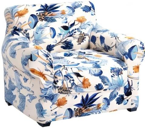 hyha Stretch Couch Covers, Chair/Sofa Covers, Armchair Slipcover for Dogs | Floral Pattern, Printed, 2 Pieces, Separate Couch Cushion Slipcover, Soft Chair Cover with Elastic Bottom for Pets (Armchair) - Image 9