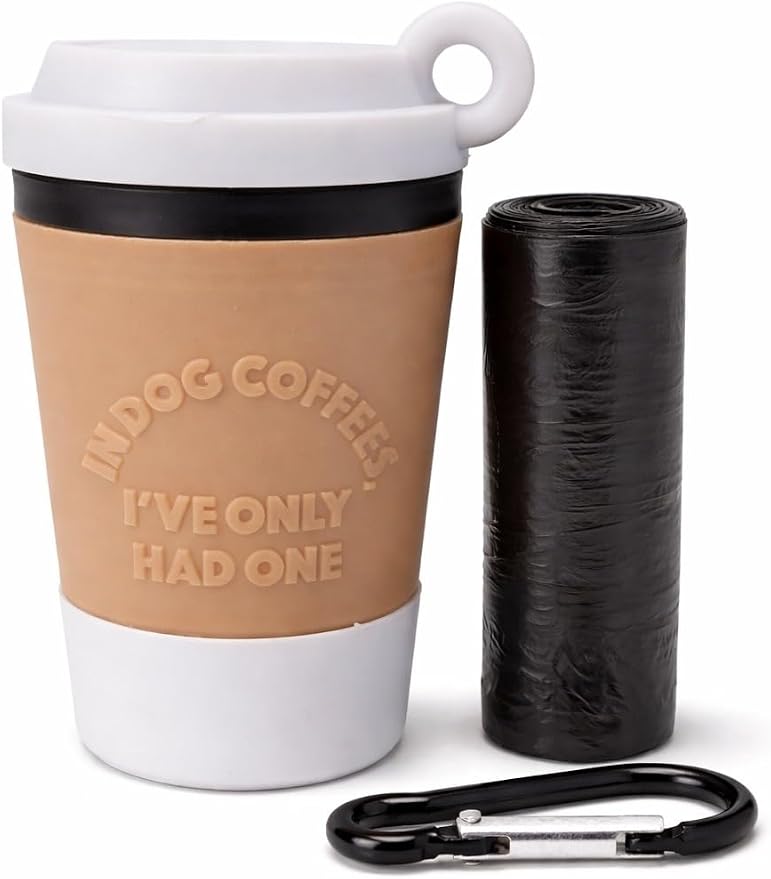 Dog Poop Bag Holder Dispenser, Clip-On Leash Waste Bag Holder, Hands-Free Dog Walking Accessory, Portable & Lightweight, Includes Roll of Bags (White) by Unknown