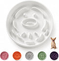 Ceramic Slow Feeder Dog Bowl - Feeding Dish for Fast Eaters - Maze Dog Bowl to Slow Down Eating - Ideal Food Control Dish for Small Breeds - 0.8 Cups (80g) - 6.3 Inch - White by PTOBER