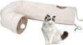 Cat Tunnel, 2-Way Collapsible Cat Tube with Interactive Peek-A-Boo Hole, Toy Ball, and Rope Ideal for Indoor Cats, Kittens, and Rabbits, Beige by Thanksforyourfollow
