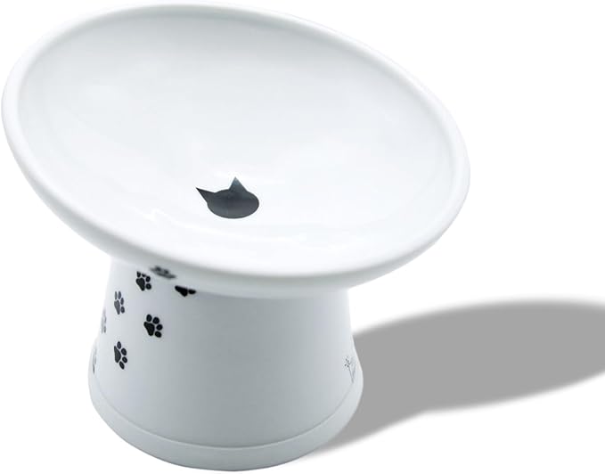 Necoichi Ceramic Elevated Cat Food Bowl, 15° Tilted (Cat, Extra Wide Tilted) by NECOICHI
