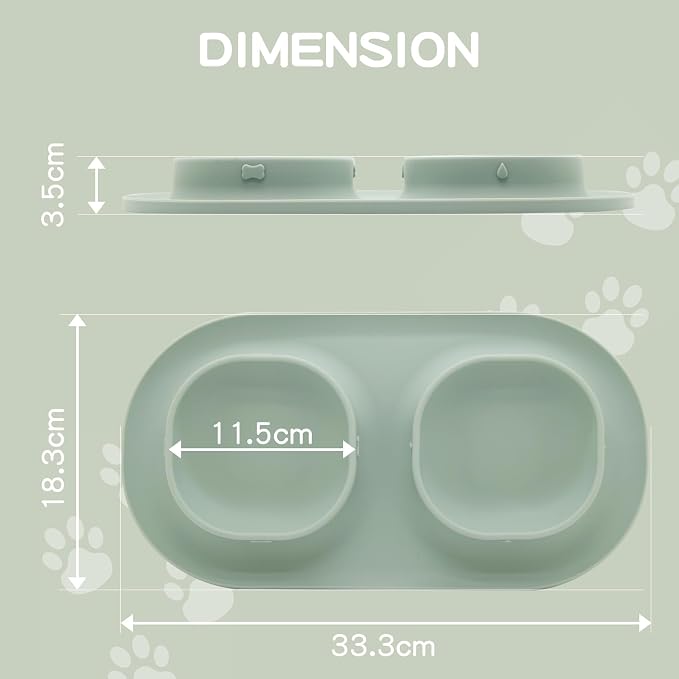 Dog Food Bowls Pet Bowls & Dog Water Bowls with No-Spill and Non-Skid, Feeder Bowls with Dog Bowl Mat for Small Medium Large Size Dogs Cats Puppy Pets, Dog Dishes (Green) - Image 2