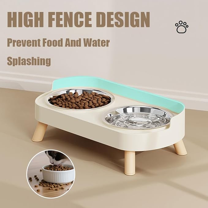 Elevated Cat Bowls, 2 Stainless Steel Raised Cat Food and Water Bowl Set, Splash Proof & Non-Slip, Whisker Fatigue Friendly, Dishwasher Safe for Cats and Small Dogs - White - Image 5