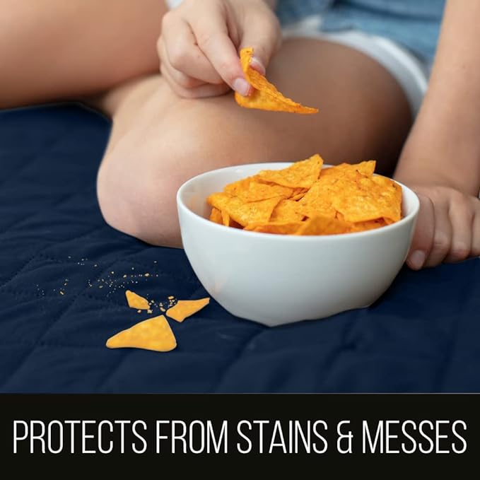 Sofa Shield® Couch Sofa Slip Cover for Dogs with Strap, Navy Sand | Reversible Furniture Protector, Stain and Tear Resistant Cushion Cover, Machine Washable Slipcover for Pets, Cats 70 inch - Image 2