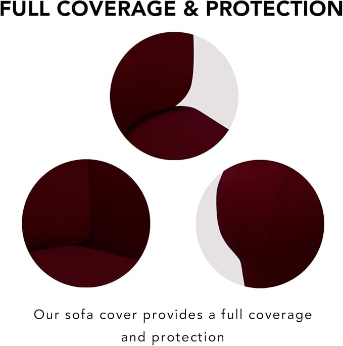 PureFit Stretch Oversized Loveseat Covers Couch Covers for Sofa Wine - Image 4