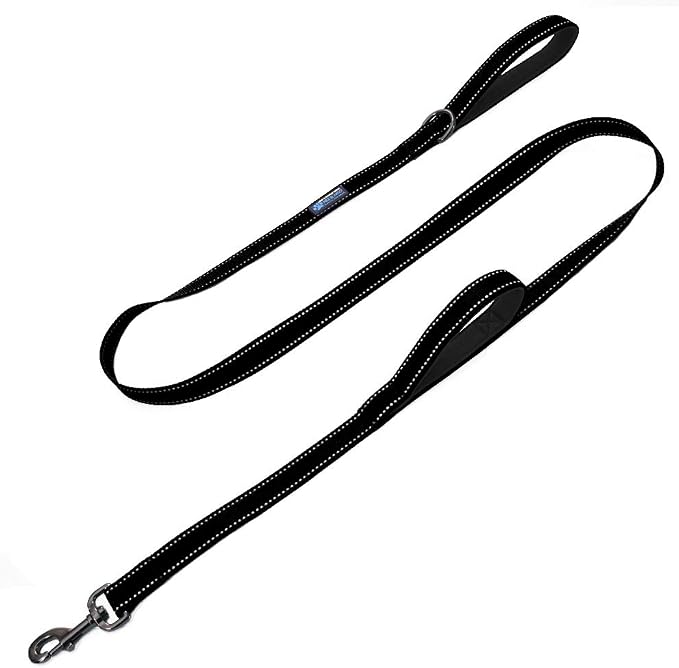 Max and Neo Double Handle Traffic Dog Leash - Reflective, Donates to Dog Rescue (Black, 6 FT) by MaxandNeo