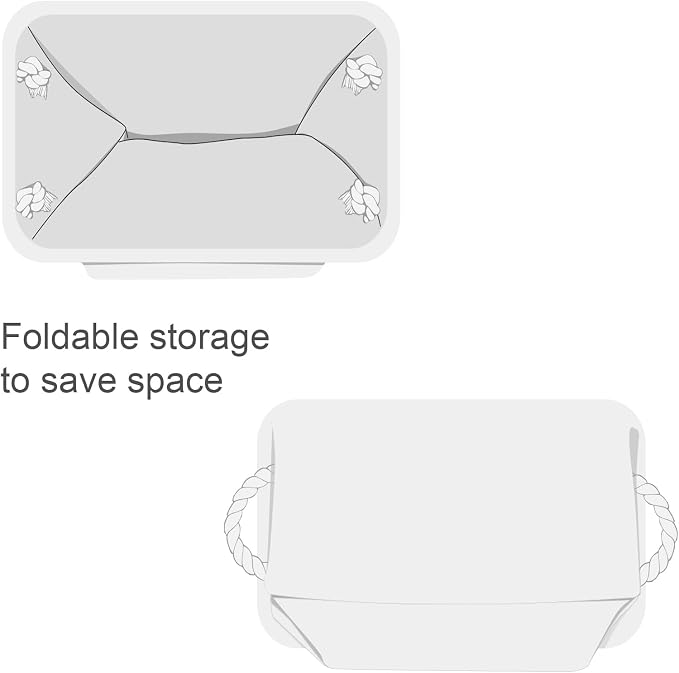 TheWarmHome Decorative Basket for Organizing - Medium-1Pack 13.8L*9.8W*6.7H Rectangular Fabric Storage Bin Organizer Basket with Handles for Clothes (White) - Image 7