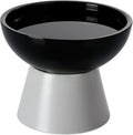 LoeJan Elevated Cat Food and Water Bowls Set, Extra Wide and Raised Ceramic Feeder, Anti-Vomit Whisker-Free Pressure Feeding Bowl for Kittens Adult Small Dogs (Black) by LoeJan