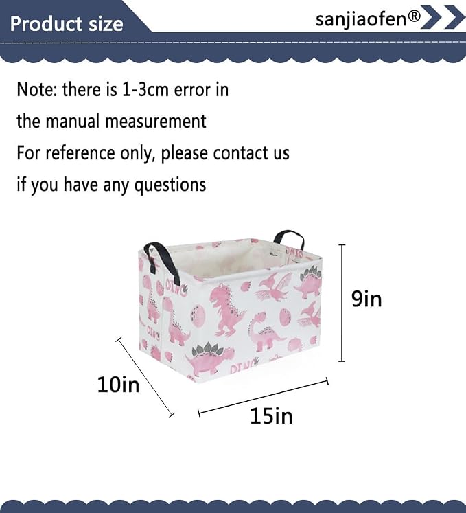 Rectangular Pink Baskets,Dinosaur Basket Cute Storage Basket Organizer for Kids Room Dinosaur Decor ,Clothers,Toys Box,Books,Kid's Gifts Storage. (Pink Dinosaur) - Image 6