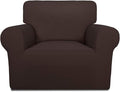 PureFit Stretch Chair Covers Fleece Couch Covers for Sofa Chocolate | 1-Piece Spandex Couch Cover Soft Couch Protector, Sofa Cover Washable with Non Skid Foam and Elastic Bottom for Kids, Dogs by PureFit