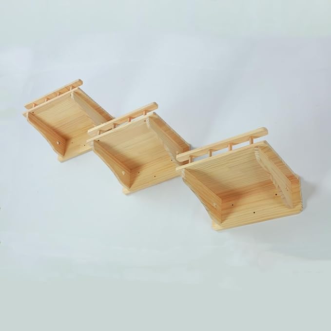 SHENGOCASE 47.2" x 11.8" Natural Solid Wood Wall Mounted Cat Shelves, Superhighway Walkway Balcony with Guardrail Wall Furniture, Steps Stairs, Perch - Image 6