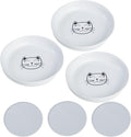 Lusifaco Shallow Wide Cat Food Bowls Anti Whisker Fatigue (White, 3 Pack) | 5.9 Inch 2 Height Raised Ceramic Cat Dishes with Bamboo Stand, Flat Pet Water Food Plates Feeding Station for Indoor Kitten by MakesMealsMoreEnjoyable
