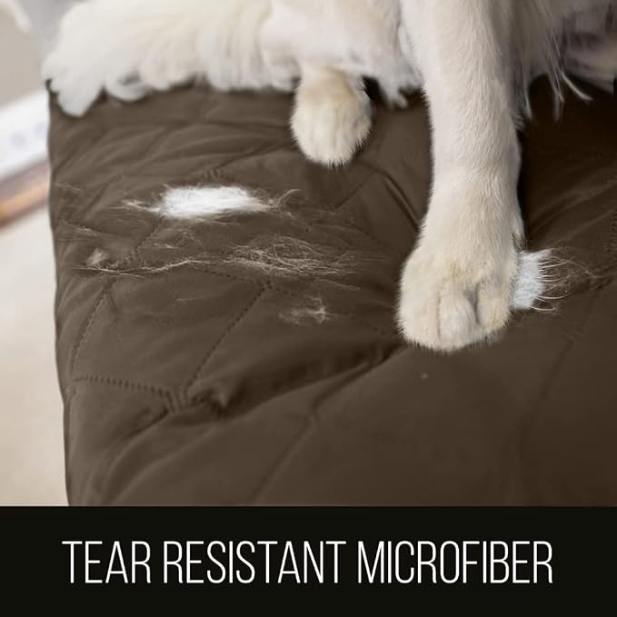 Sofa Shield® Couch Loveseat Slip Cover for Dogs with Strap, Chocolate | Reversible Furniture Protector, Stain and Tear Resistant Cushion Cover, Machine Washable Slipcover for Pets, Cats 70 inch - Image 3