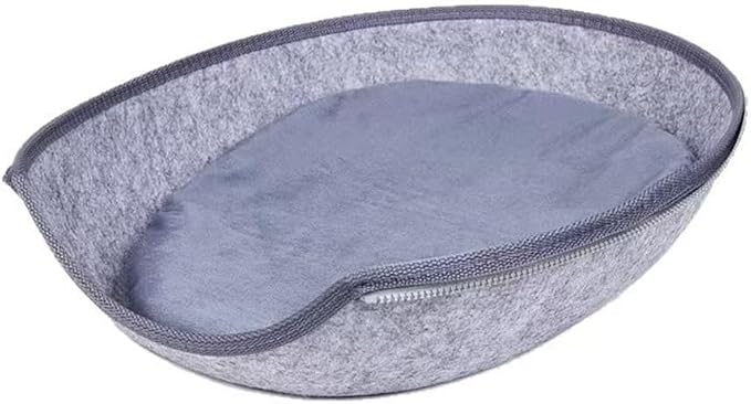 Felt Cat Cave Bed with Removable Cover, Cozy Pet Shelter for Indoor Cats, Zippered Washable Cat House with Roomy Interior (Light Gray, for Cats Under 15 lbs, Round Dome Cat Bed) | Zippered Washable Cat House with Roomy Interior, Warm Kitty Hideaway for... - Image 2