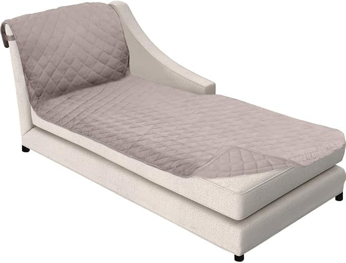 Sofa Shield® Couch Chaise Lounge Slip Cover for Dogs with Strap, Taupe | Reversible Furniture Protector, Stain and Tear Resistant Cushion Cover, Machine Washable Slipcover for Pets, Cats 70 inch by SofaShield