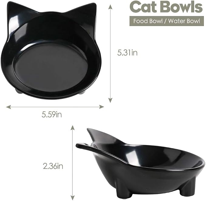 Cat Food Bowls Shallow Wide Non-Slip Whisker Friendly Dish for Indoor Cats | Food Grade Safe Pet Bowl Set for Kittens, Puppies & Rabbits, Easy Clean, Relieves Whisker Fatigue, Ideal for Cat Food & Water - Image 2