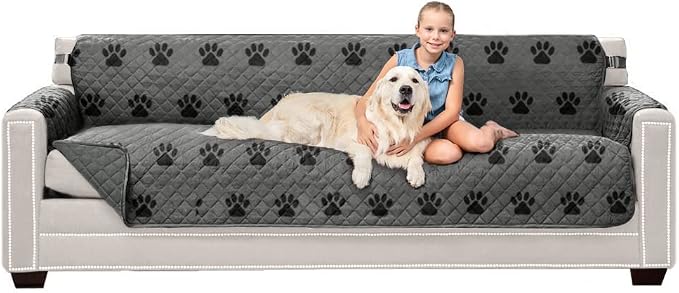 Sofa Shield® Couch Jumbo Sofa Slip Cover for Dogs with Strap, Gray Black | Reversible Furniture Protector, Stain and Tear Resistant Cushion Cover, Machine Washable Slipcover for Pets, Cats 70 inch by SofaShield