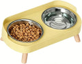 Elevated Cat Bowls, 2 Stainless Steel Raised Cat Food and Water Bowl Set, Splash Proof & Non-Slip, Whisker Fatigue Friendly, Dishwasher Safe for Cats and Small Dogs - Yellow by Unknown