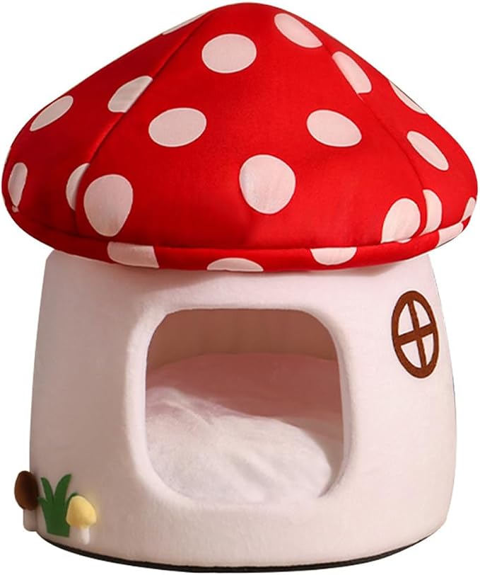 LYFJMUS Mushroom Cat Bed for Indoor Cats Mushroom Cow Shape Cat Cave Bed Cat Tent with Removable & Washable Cushion Pillow Cat House Bed for Cats Small Dogs ﻿ by Unknown
