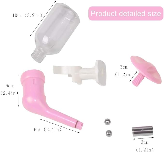Andiker Dog Water Bottle for Crate, No-drip 350ml Dog Water Dispenser Adjustable and Detachable Installed on the Kennel Cage Water Bottle for Dogs and Puppy Drinking Water (Pink) - Image 2