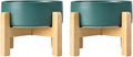 SPUNKYJUNKY Ceramic Elevated Dog Bowls 2 Pack - 5.1inch Raised Dog Bowls with Non-Slip Wooden Stand for Small Dogs Dishwasher Safe(Green,13.5OZ*2) by SPUNKYJUNKY