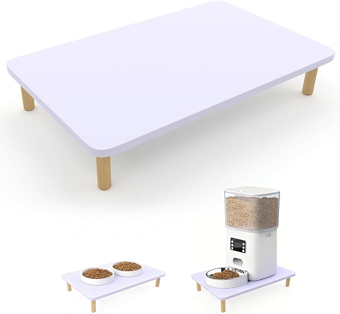 Elevated Cat Food Stand, Raised Pet Feeding Table for Cats and Dogs | Compatible with Most Bowls & Automatic Feeders, Elevated Cat Feeding Station, Cat Feeder Stand, Solid Wood, Healthy Posture L by KCLROEO