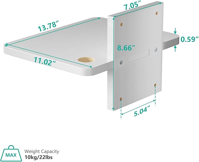 WALI Floating TV Shelf, 1 Tier Projector Shelf for DVD Players, Cable Boxes, Routers, Game Consoles, Living Room Decor Accessories, Wall Mount Shelves Holds Up to 22lbs (CS201NW), 1-Shelf, White - Image 2