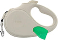 TUG Oval 360° Tangle-Free Retractable Dog Leash with Integrated Waste Bag Dispenser (Medium, Cream) by TUG