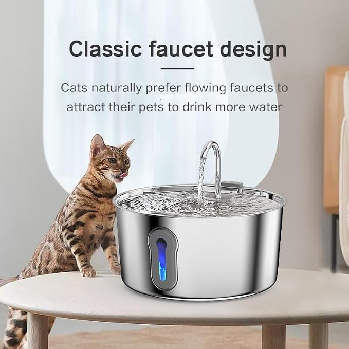 4L/135oz Large Cat Water Fountain Advanced 304 Stainless Steel with Detachable Tank, Easy to Clean, Automatic Pet Fountain Quiet Cats Water Dispenser, Dogs (135oz Large Cat Fountain) - Image 3