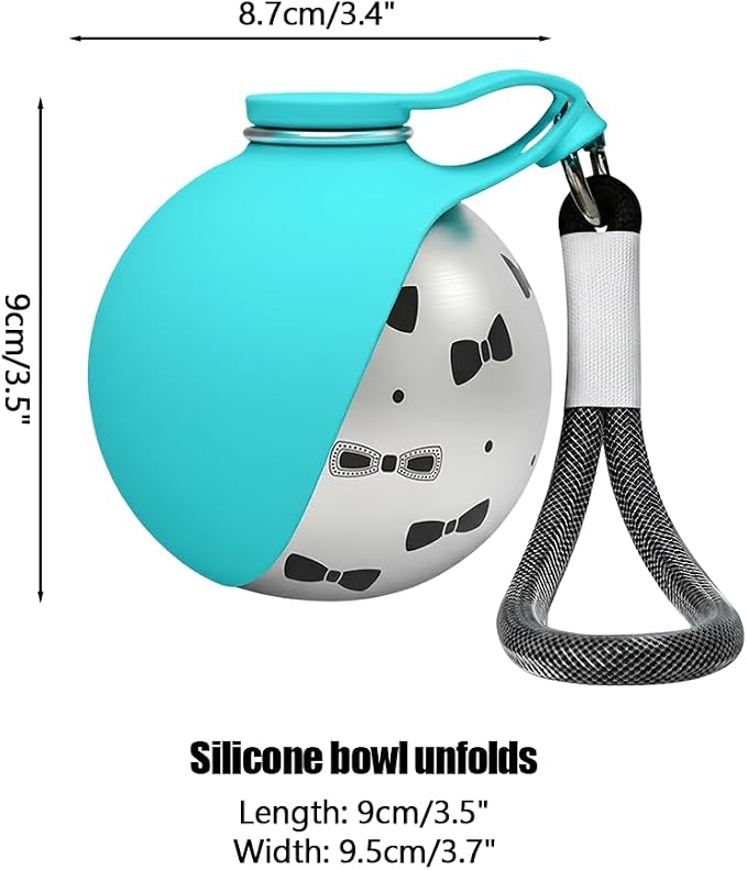 Portable Pet Water Bottle, 285ml/10 Oz Stainless Steel Compact Dog Drinking Bottles Leak Proof Cat Travel Water Bottles with Foldable Silicone Bowl for Outdoor Walking Hiking - Image 4