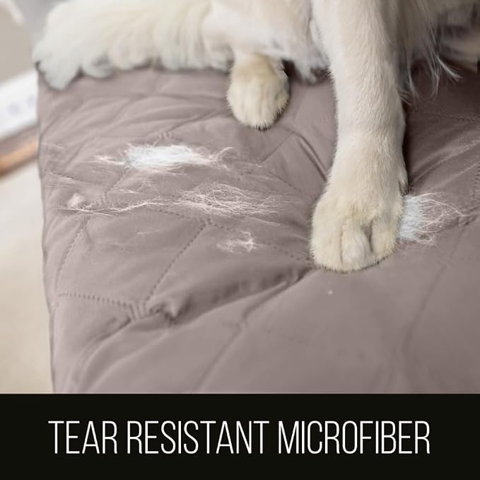Sofa Shield® Couch Loveseat Slip Cover for Dogs with Strap, Light Taupe | Reversible Furniture Protector, Stain and Tear Resistant Cushion Cover, Machine Washable Slipcover for Pets, Cats 70 inch - Image 3