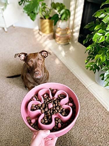 LE TAUCI Dog Bowls Slow Feeder Ceramic, 1.5 Cup Slow Feeding Bowl for Small and Medium Breed, Puzzle Dog Food Bowl for Fast Eater, Pink+Green - Image 9