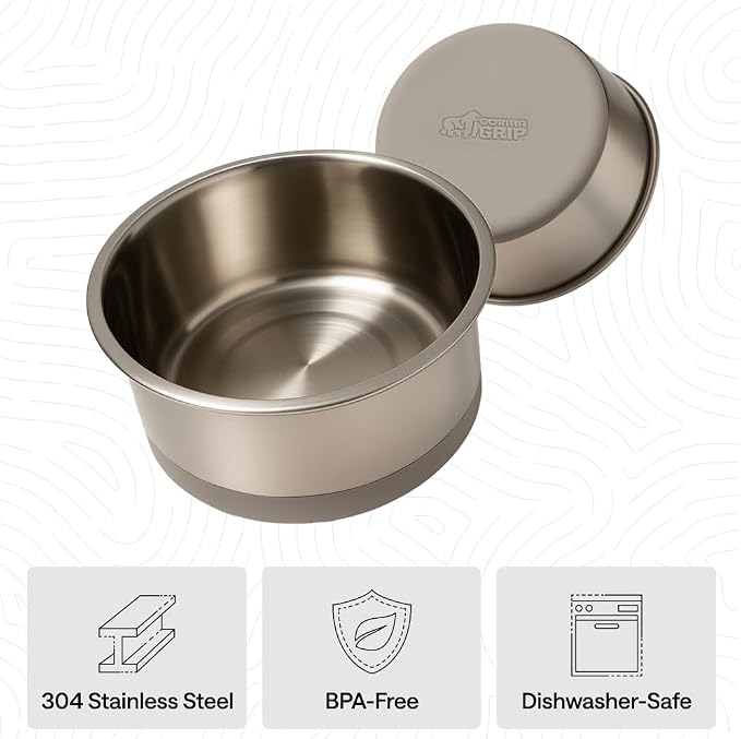GORILLA GRIP Dog Bowls, Food Grade Stainless Steel, Set of 2, 6 Cup, Beige | 304 Stainless Steel Pet Feeding Bowls Hold 48 fl oz Each, Dishwasher Safe, Rust Resistant, BPA Free Rubber Base - Image 6