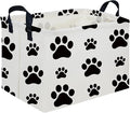 Rectangular Dog Basket,Nursery Hamper,Collapsible canvas kids toy storage box,Kids room storage basket,Pet decor(Dog paw) by FXOCSHE