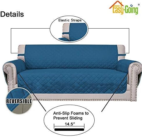 Easy-Going Reversible Couch Cover, 4 Seater Sofa, Peacockblue/Beige | XX-Large Sofa, Washable Slipcover For Dogs, Water Resistant Mat, Living Room, Non-Slip Sofa Cover, Pet Friendly - Image 3