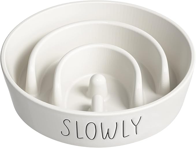 LE TAUCI PET Ceramic Slow Feeder Dog Bowl, 3 Cups Maze Dog Food Bowl for Medium/Large Dogs – Non-Slip White Pet Dish, Cute Puzzle Design to Slow Fast Eaters by LETAUCIPET