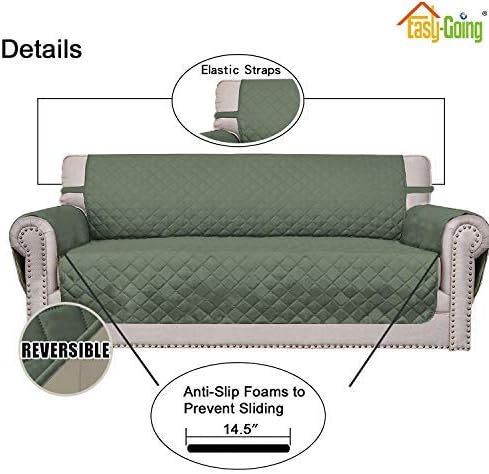 Easy-Going Reversible Couch Cover, 4 Seater Sofa, Greyish Green/Beige | XX-Large Sofa, Washable Slipcover For Dogs, Water Resistant Mat, Living Room, Non-Slip Sofa Cover, Pet Friendly - Image 3