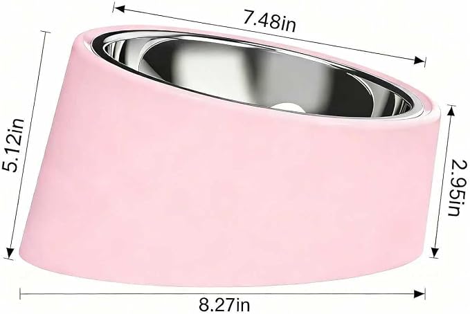 15° Tilted Dog Bowl for Medium Dogs & Flat-Faced Breeds - Anti-Choke Ergonomic Elevated Feeder Non-Slip Base - 2-in-1 Detachable Stainless Steel Food (Ｌ, Pink) - Image 3