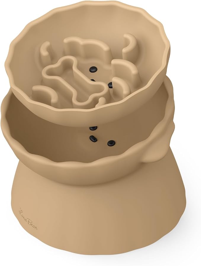 Slow Feeder Dog Bowls Made of Premium Food-Grade Silicone | Anti-Choking & Slow Eating for Improved Digestion, Non-Slip, Soft & Durable, Quiet Dog Bowl, Cute (Brown, Doggy) - Image 2