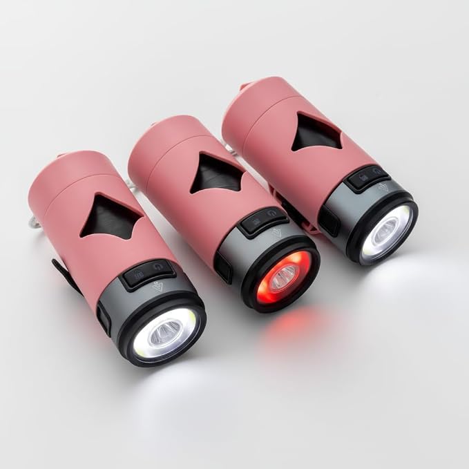 Lumi Waste Bag Holder with LED Flashlight and Carabiner Clip Pink | Dog waste bag holder with LED flashlight, carabiner clip, and waste bags for walks, hikes, travel, and everyday use. by LumiPawtners