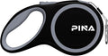 PINA Retractable Dog Leash, 10ft Dog Leash for Small Dogs Up to 33lbs, 360° Tangle-Free Strong Reflective Nylon Tape, with Anti-Slip Handle, One-Handed Brake, Lock - Black Gray by PINA