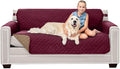Sofa Shield® Couch Small Sofa Slip Cover for Dogs with Strap, Burgundy Tan | Reversible Furniture Protector, Stain and Tear Resistant Cushion Cover, Machine Washable Slipcover for Pets, Cats 70 inch by SofaShield
