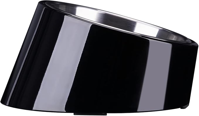 SUPER DESIGN Mess Free 15 Degree Slanted Bowl for Dogs and Cats 0.5 Cup Black by SUPERDESIGN
