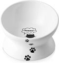 Y YHY Cat Bowl Anti Vomiting, Raised Food Bowls, Tilted Elevated Bowl, Ceramic Pet Food Bowl for Flat Faced Cats, Small Dogs, Protect Pet's Spine, Dishwasher Safe (5 Inches, White) by YYHY